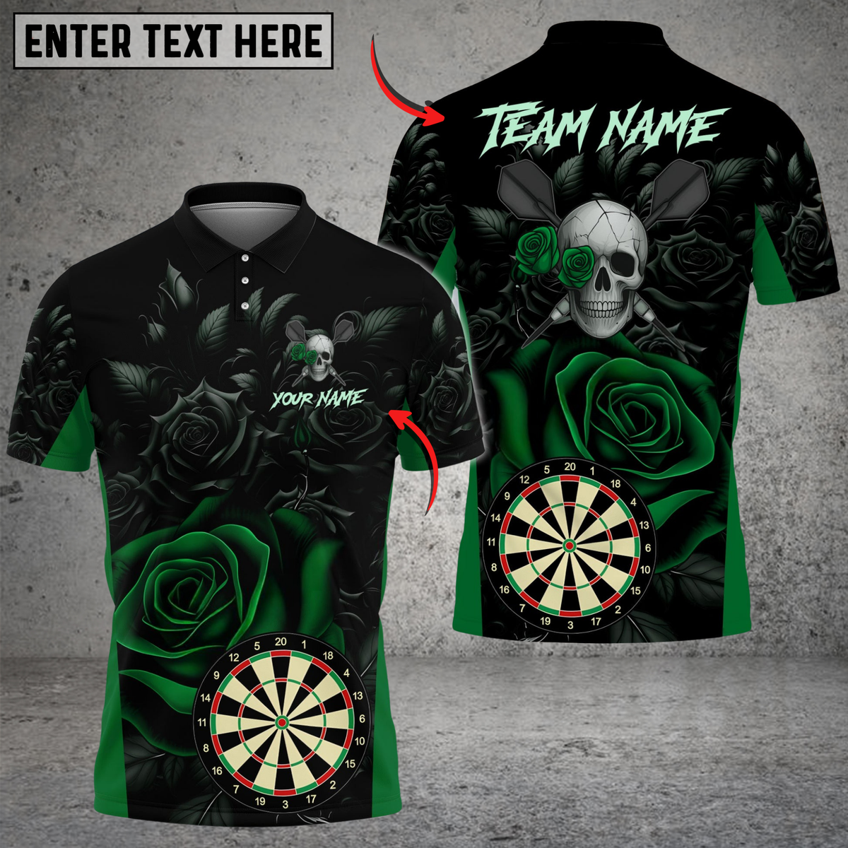 Blisscorners Darts Skull And Roses Multicolor Customized Name, Team Name 3D Shirts