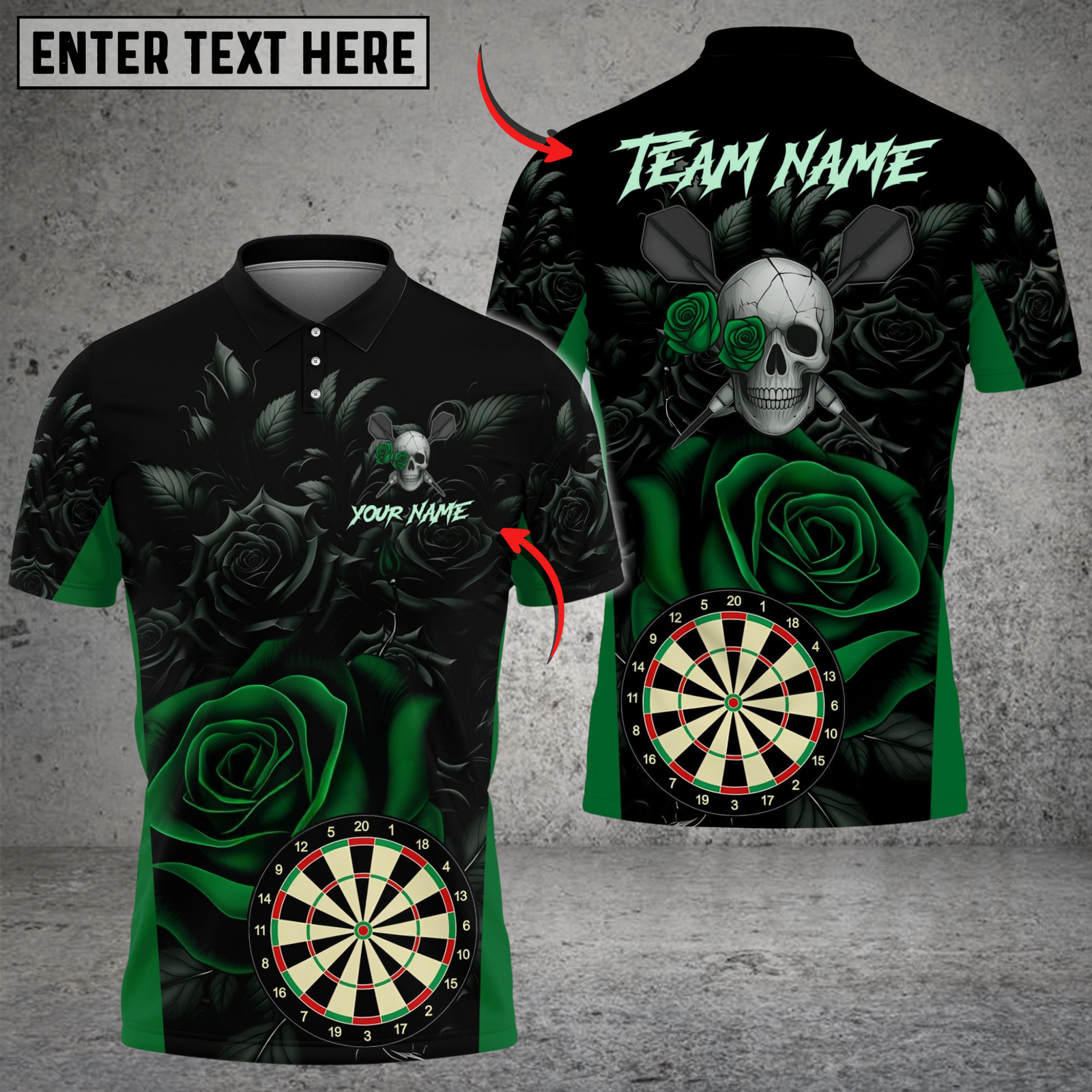 Blisscorners Darts Skull And Roses Multicolor Customized Name, Team Name 3D Shirts