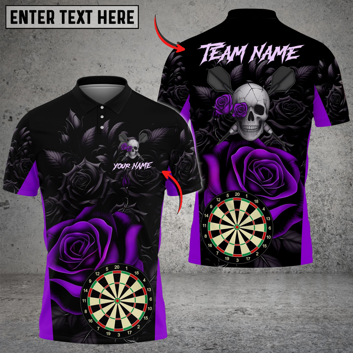 Blisscorners Darts Skull And Roses Multicolor Customized Name, Team Name 3D Shirts