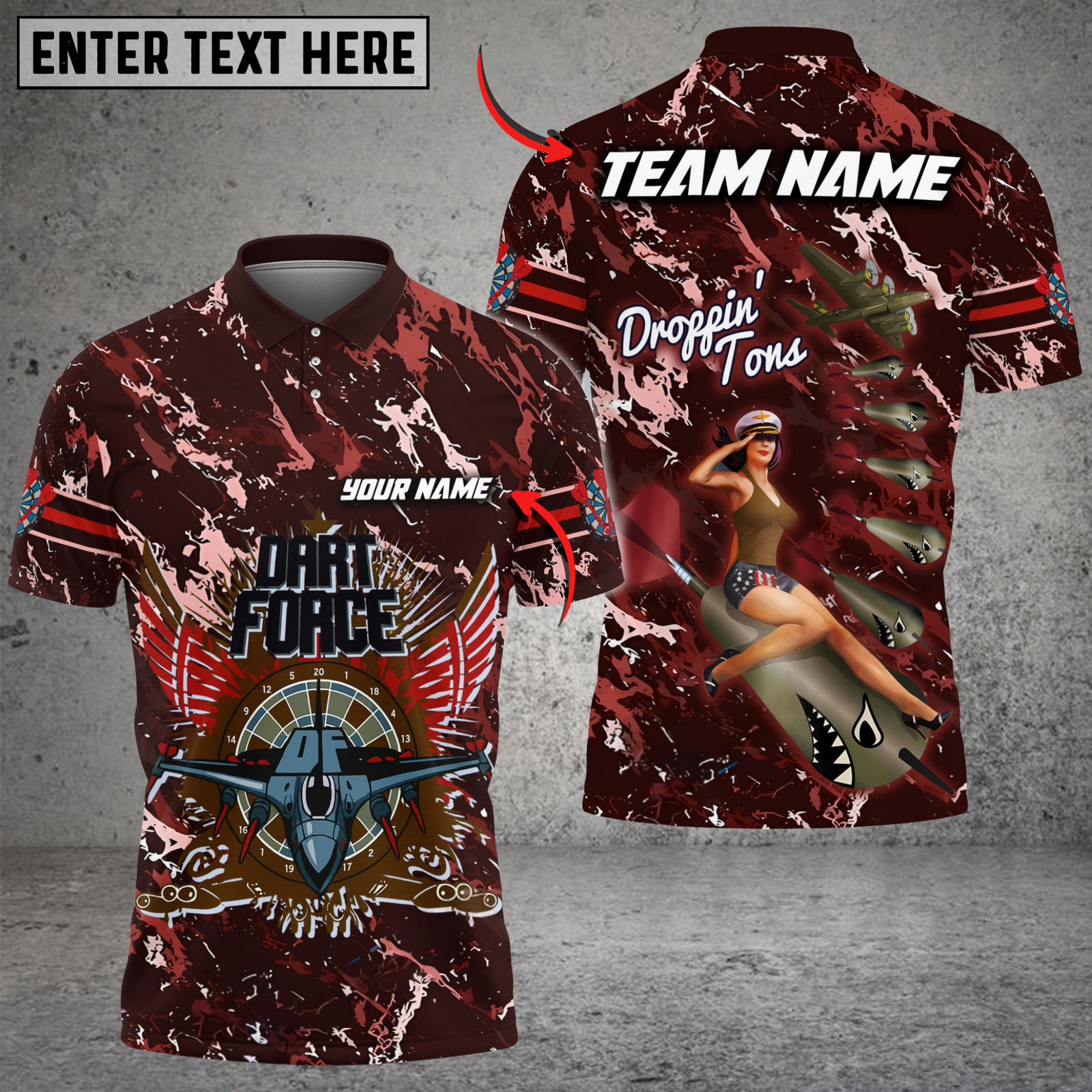Blisscorners Darts Force Army Multicolor Customized Name, Team Name 3D Shirts