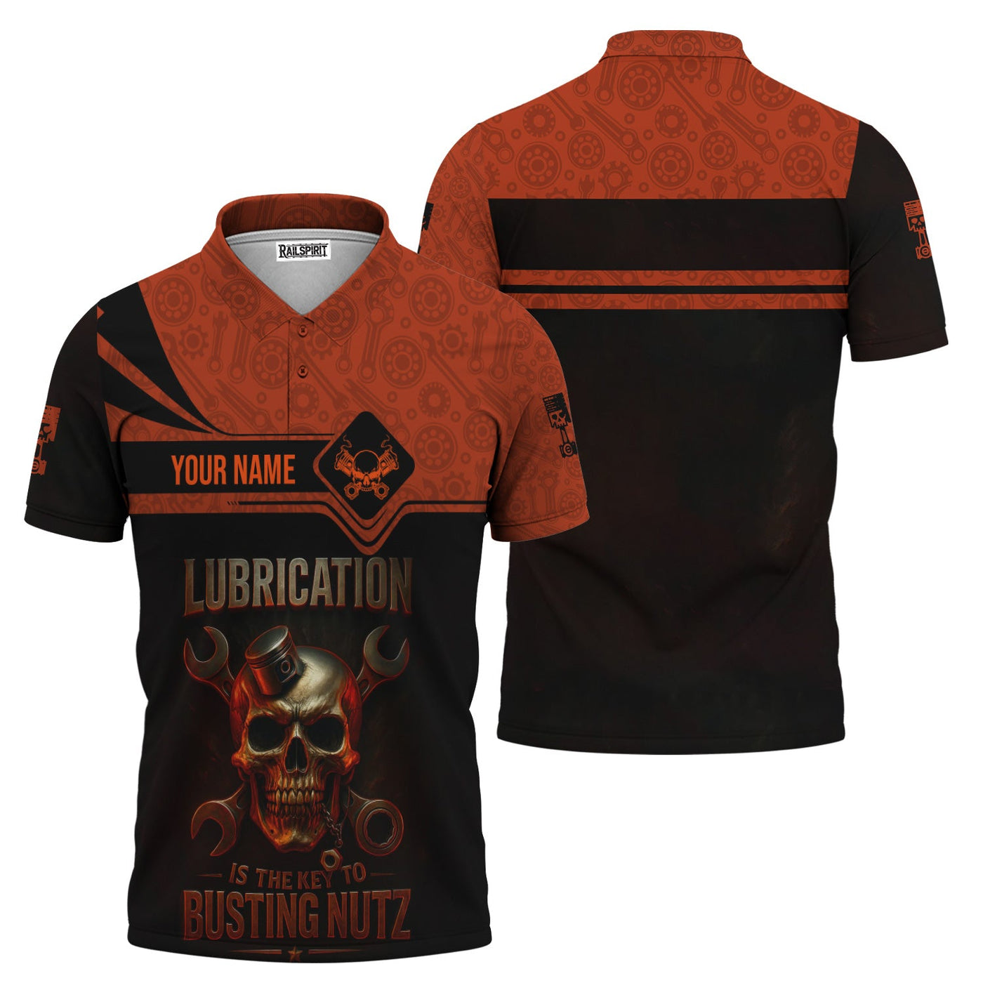 Blisscorners Personalized Mechanic Shirt, Lubrication Is The Key To Busting Nutz, Skull and Wrenches Design, Gift For Men