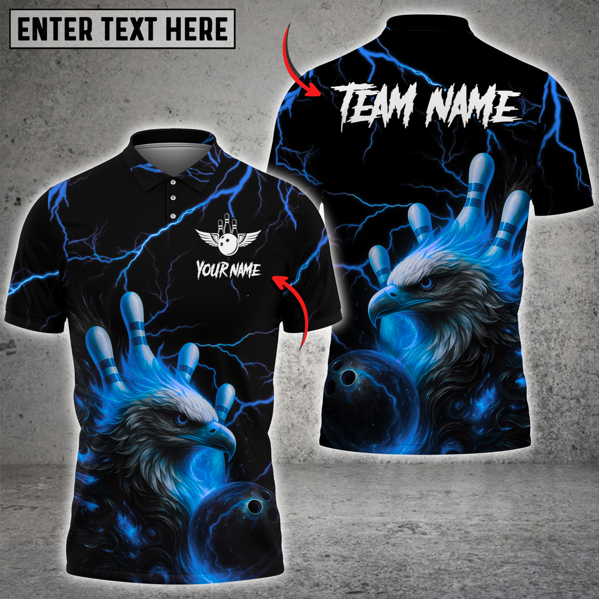 Blisscorners Eagle Power Bowling Multicolor Customized Name, Team Name 3D Shirts