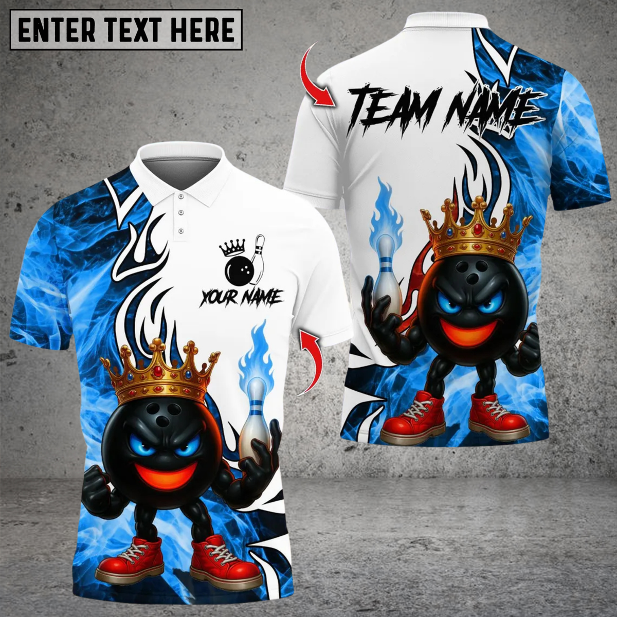 Blisscorners King Flame Bowling Multicolor Customized Name, Team Name 3D Shirts
