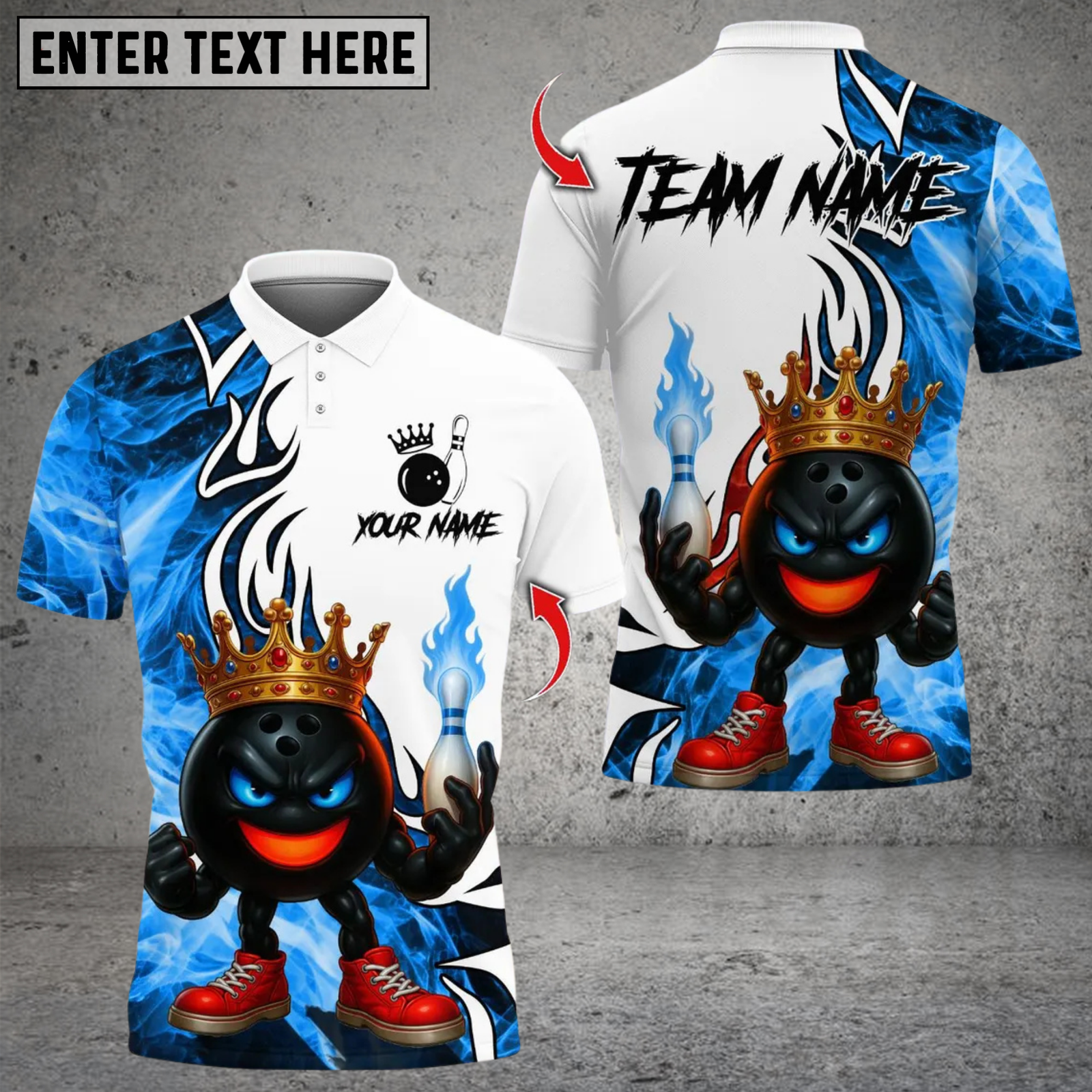 Blisscorners King Flame Bowling Multicolor Customized Name, Team Name 3D Shirts