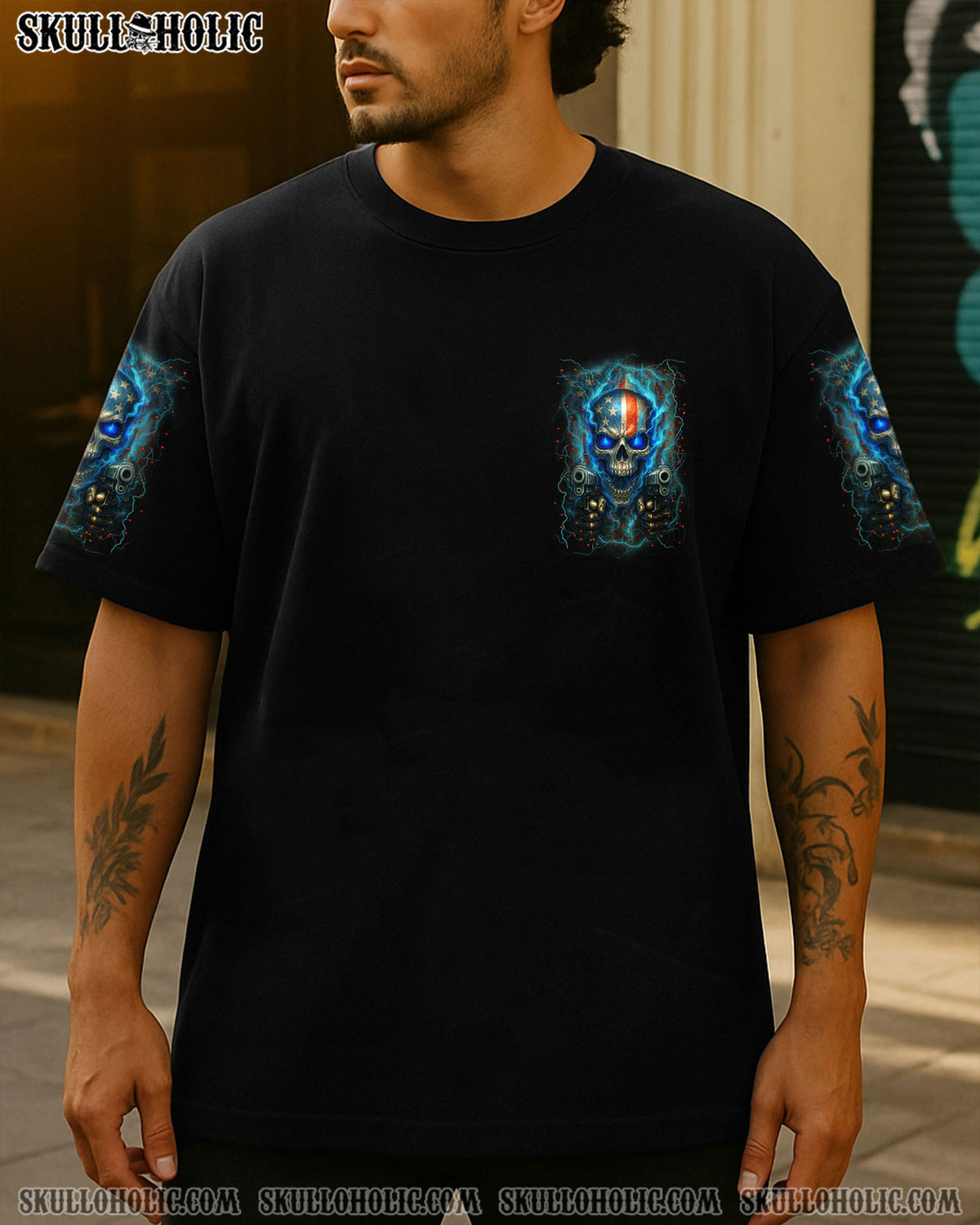 BLISSCORNERS AMERICA LIVE IT LOVE IT OR GET THE HELL OUT SKULL ALL OVER PRINT