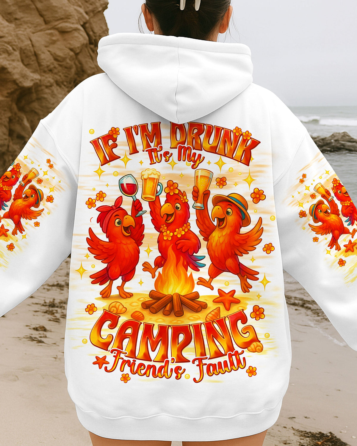 BLISSCORNERS IF I'M DRUNK IT'S MY CAMPING FRIEND'S FAULT PARROT ALL OVER PRINT