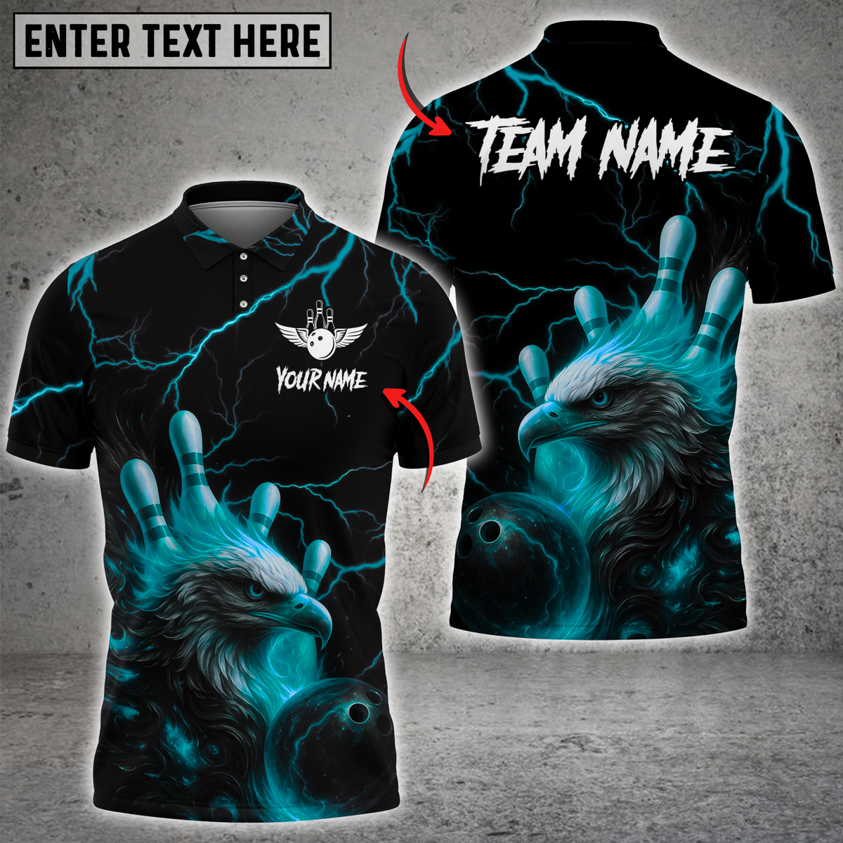 Blisscorners Eagle Power Bowling Multicolor Customized Name, Team Name 3D Shirts