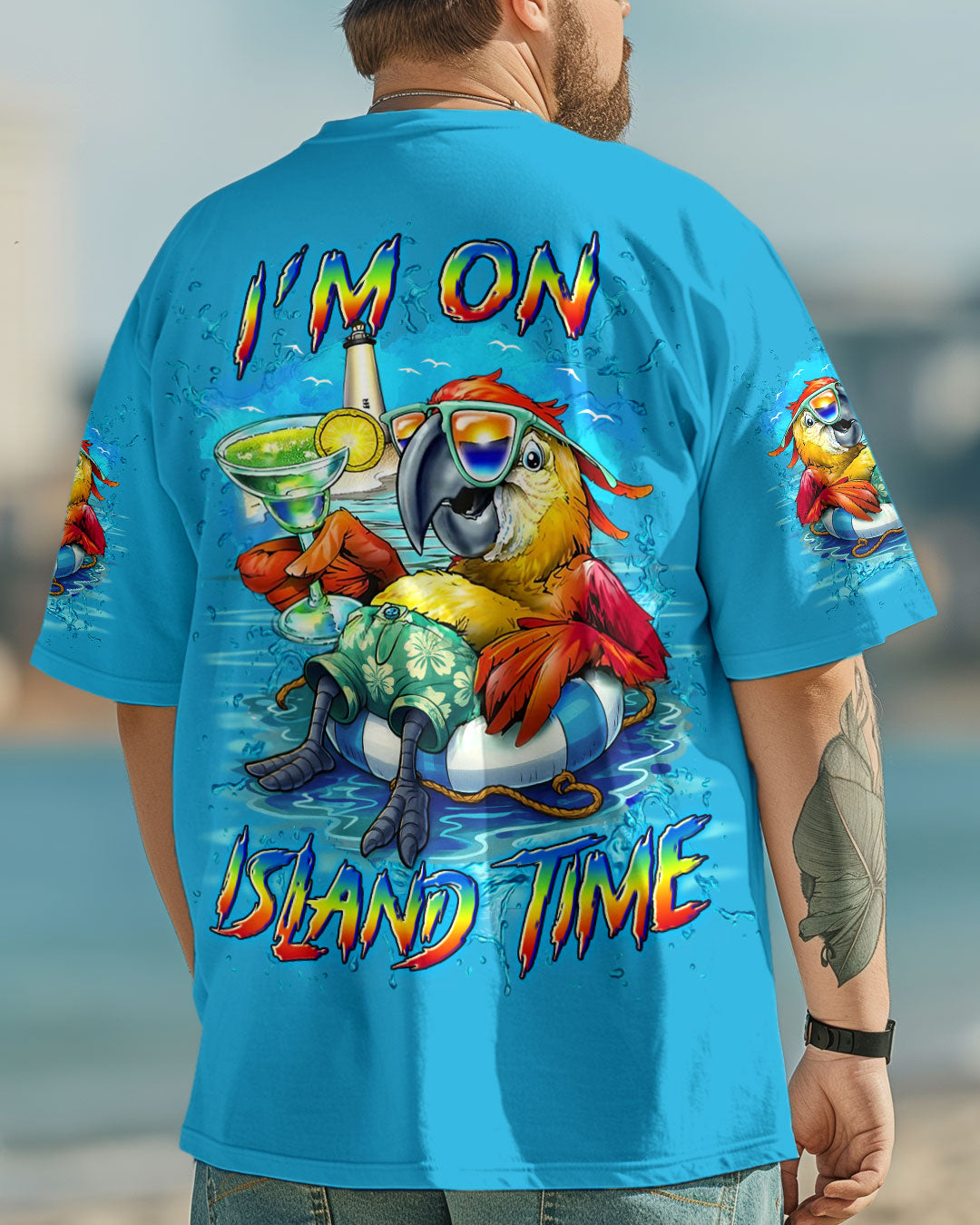 BLISSCORNERS I'M ON ISLAND TIME PARROT ALL OVER PRINT