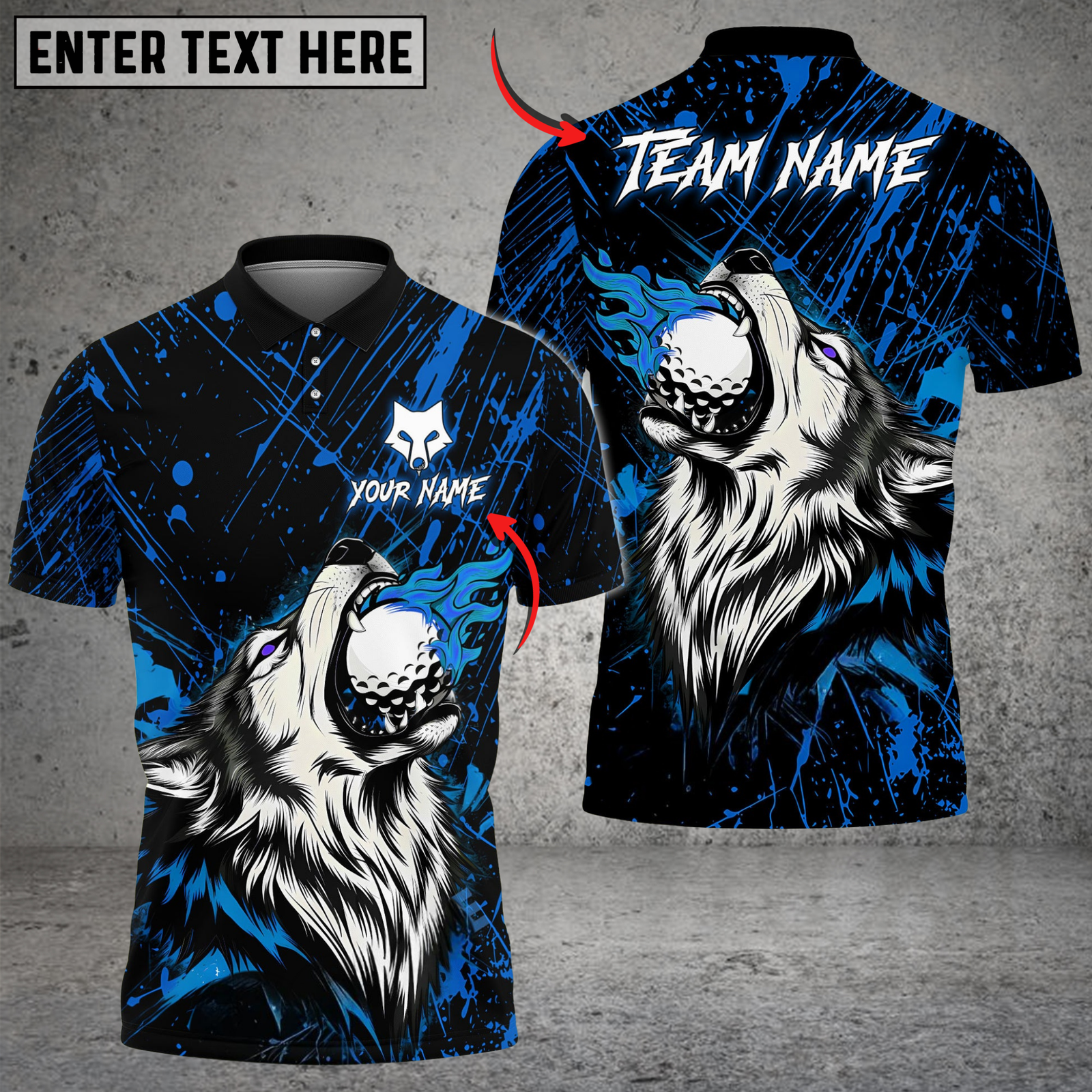 Blisscorners Wildfire Wolf Swing Golf Shirt, Customized Name & Team Name 3D Shirts (4 Colors)