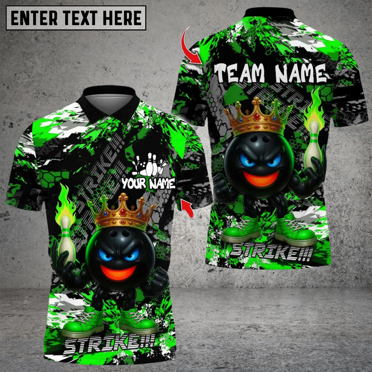 Blisscorners Bowling Fury Strike Funny King Ball Multicolor Customized Name, Team Name 3D Shirts