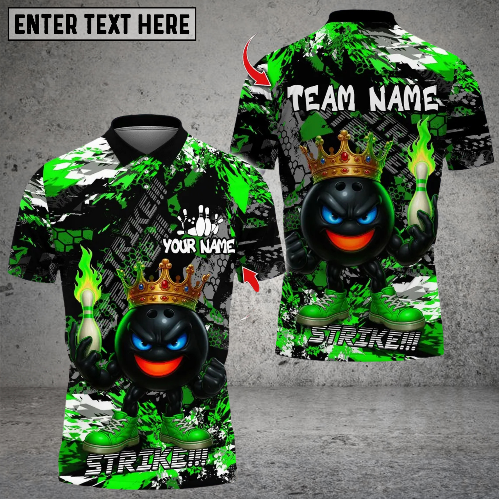 Blisscorners Bowling Fury Strike Funny King Ball Multicolor Customized Name, Team Name 3D Shirts