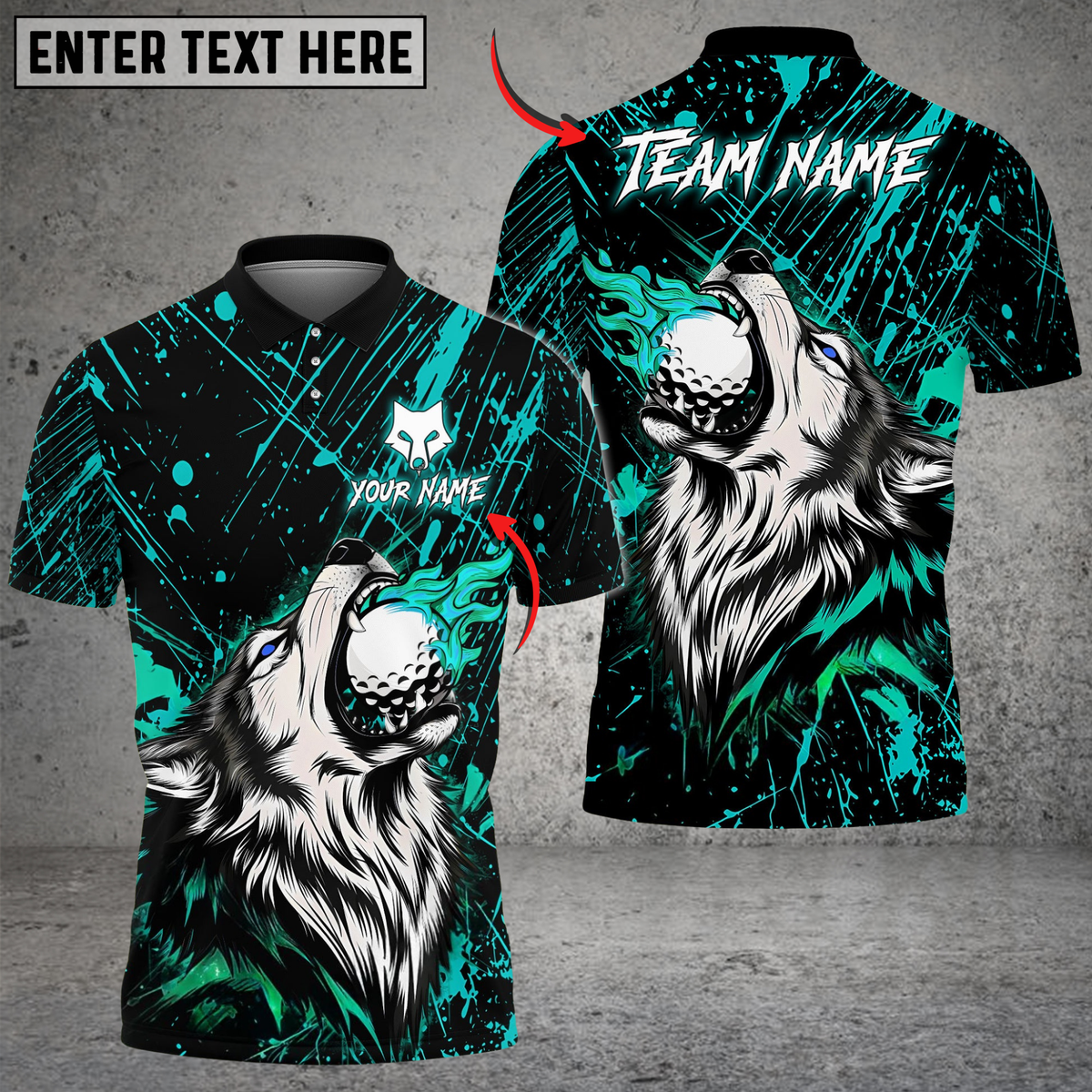 Blisscorners Wildfire Wolf Swing Golf Shirt, Customized Name & Team Name 3D Shirts (4 Colors)