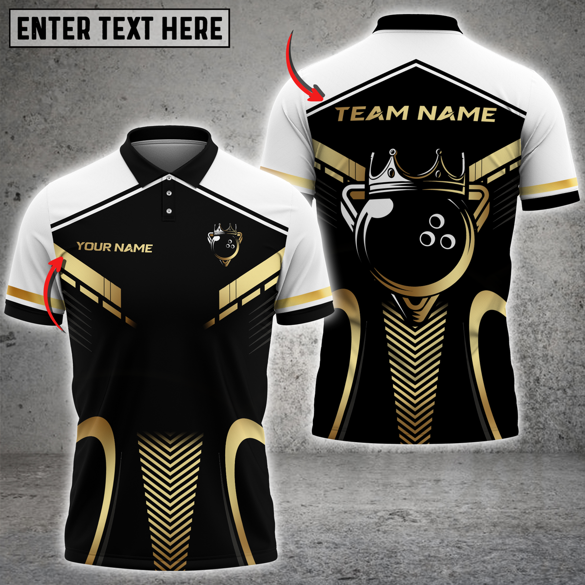 Blisscorners Royal Bowling Champion Multicolor Customized Name, Team Name 3D Shirts| Black