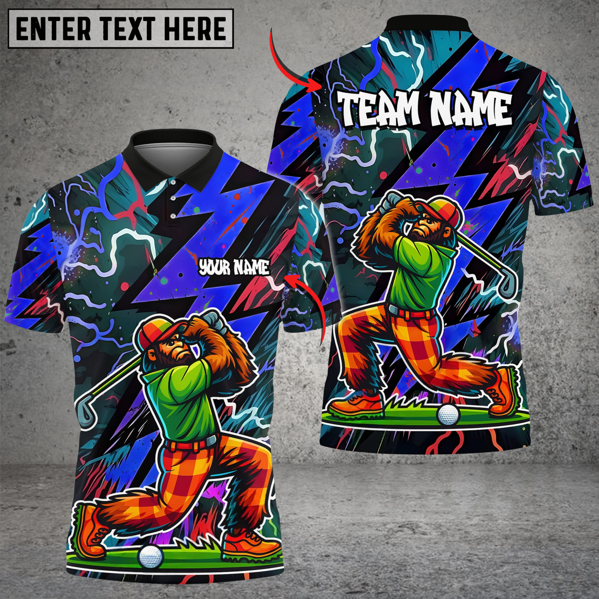 Blisscorners Electric Swing Golf Multicolor Customized Name, Team Name 3D Shirts