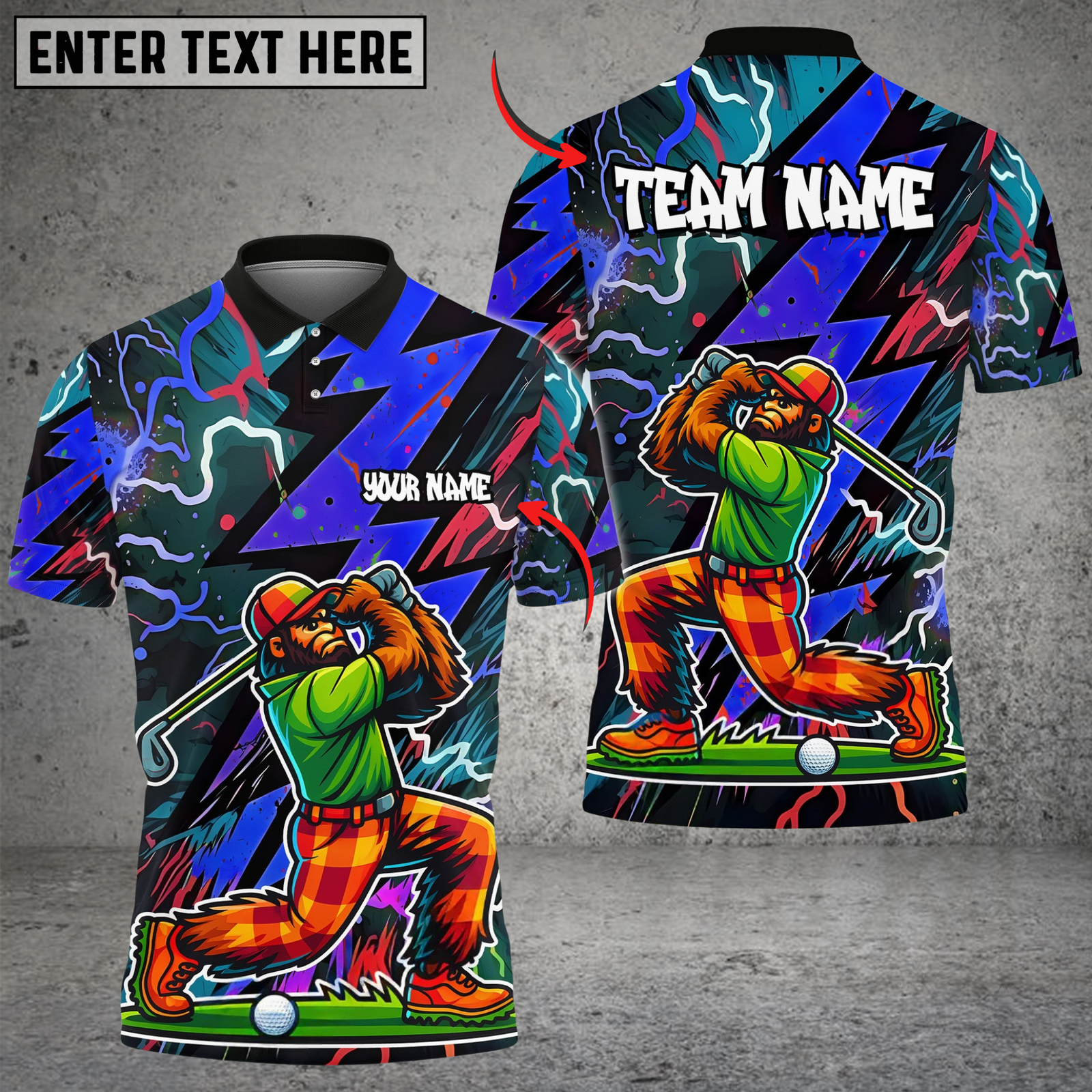 Blisscorners Electric Swing Golf Multicolor Customized Name, Team Name 3D Shirts
