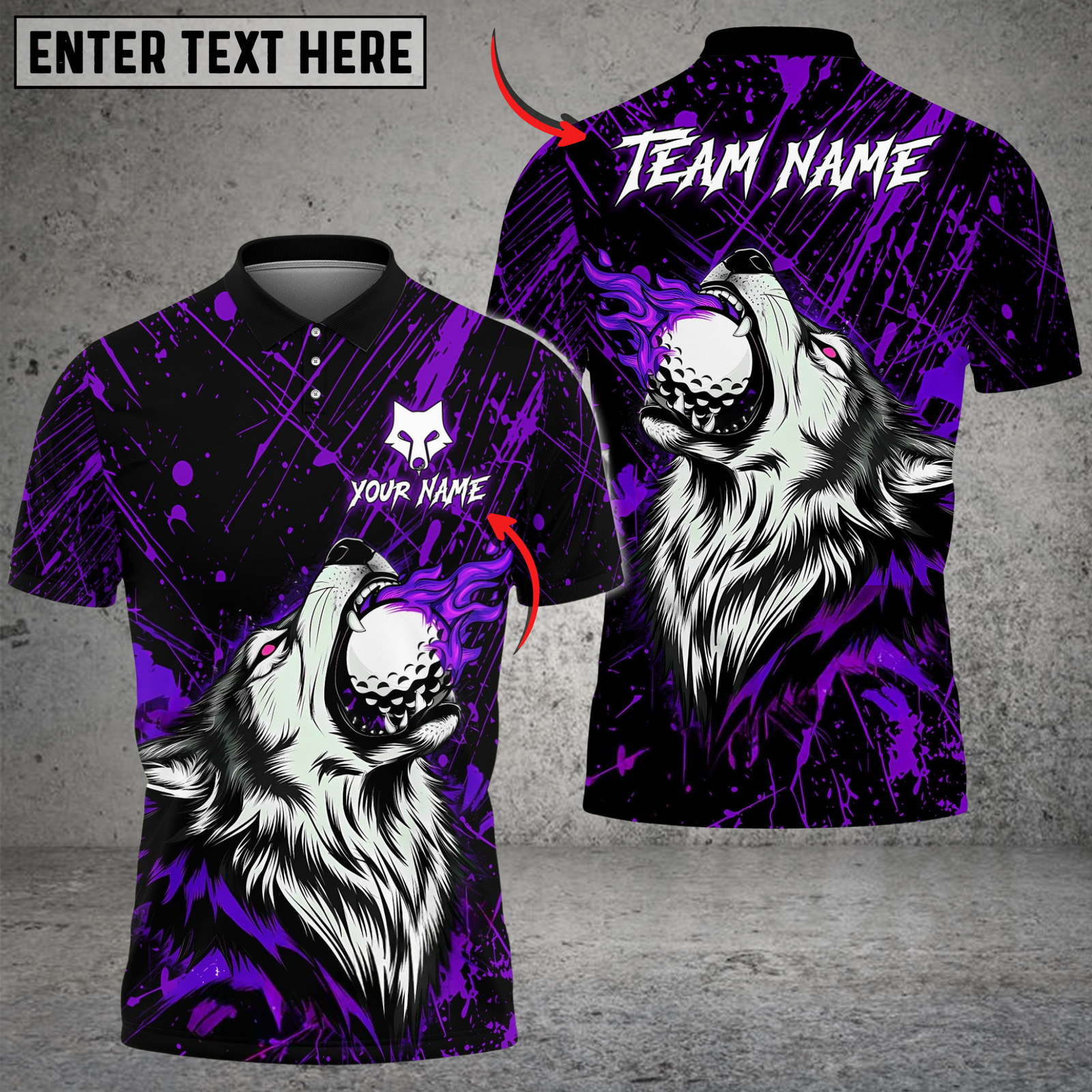Blisscorners Wildfire Wolf Swing Golf Shirt, Customized Name & Team Name 3D Shirts (4 Colors)