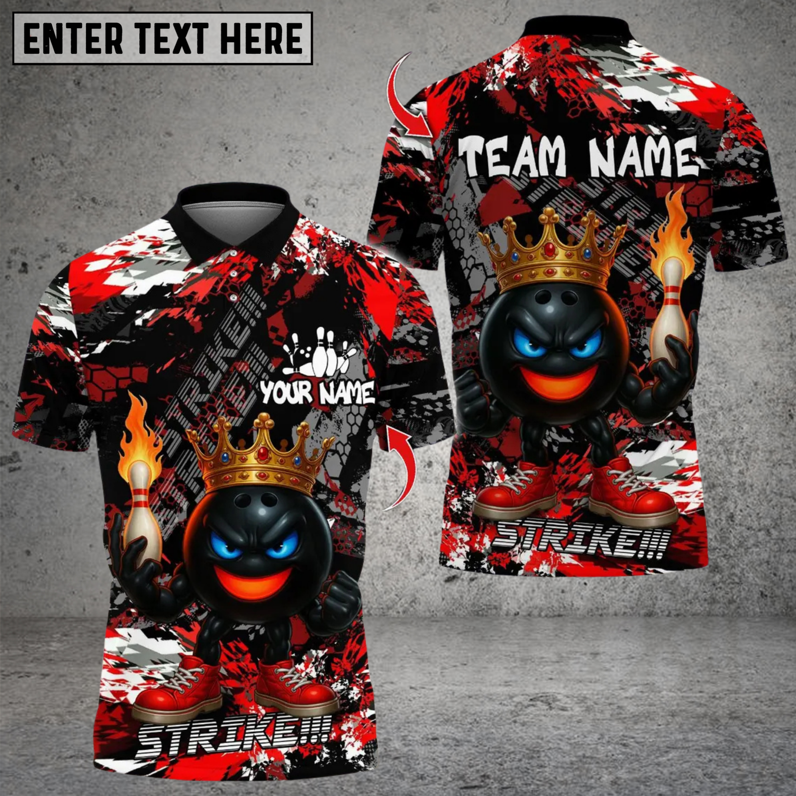 Blisscorners Bowling Fury Strike Funny King Ball Multicolor Customized Name, Team Name 3D Shirts