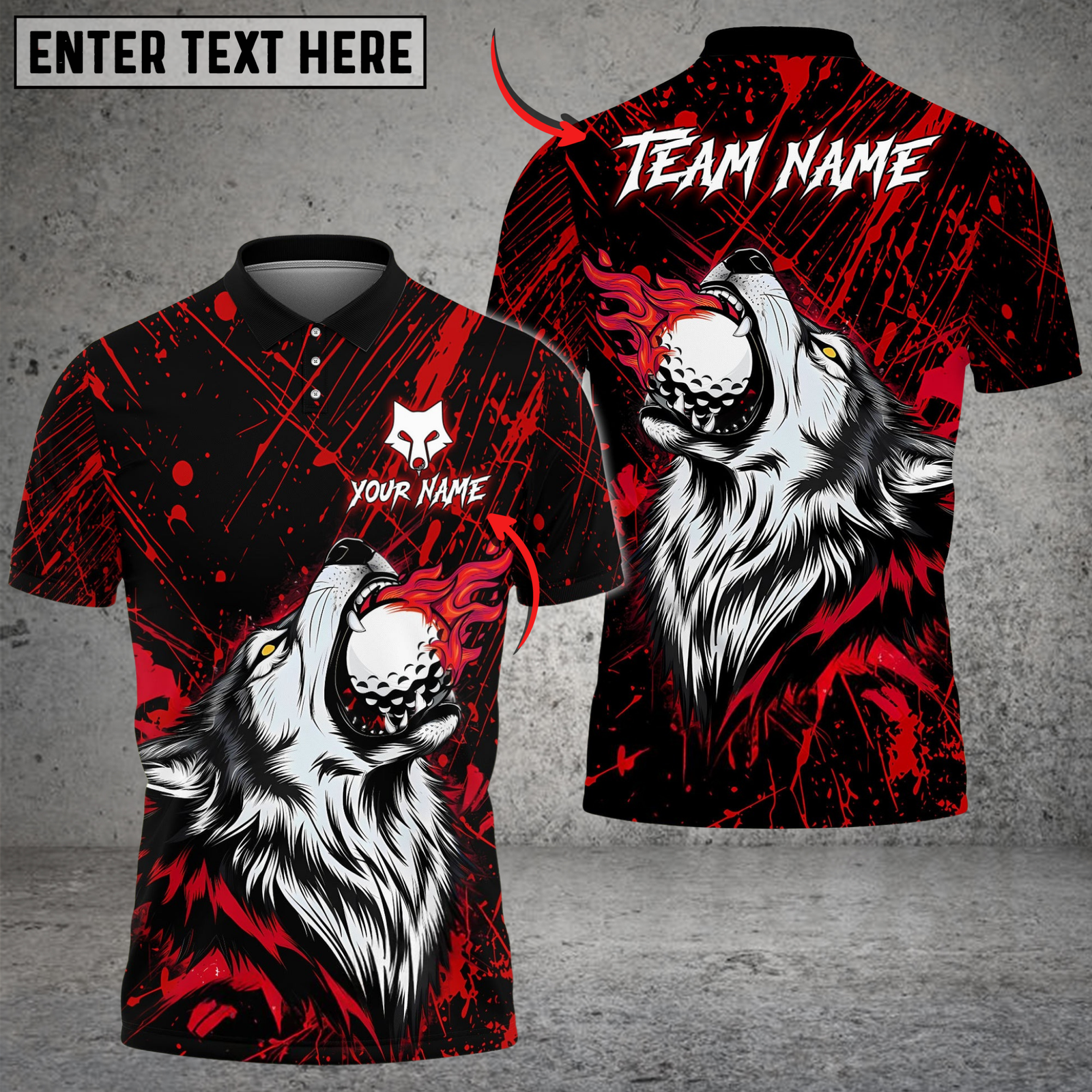 Blisscorners Wildfire Wolf Swing Golf Shirt, Customized Name & Team Name 3D Shirts (4 Colors)