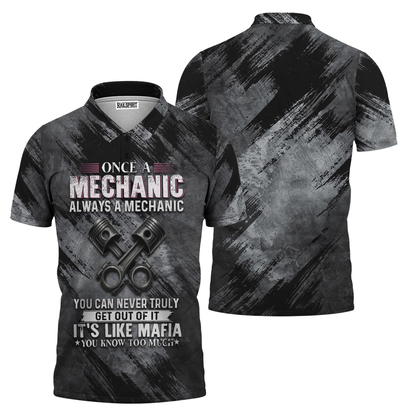 Blisscorners Once A Mechanic Always A Mechanic Shirt Funny Printed Vintage Mechanic Unisex T Shirt Engine Piston Design