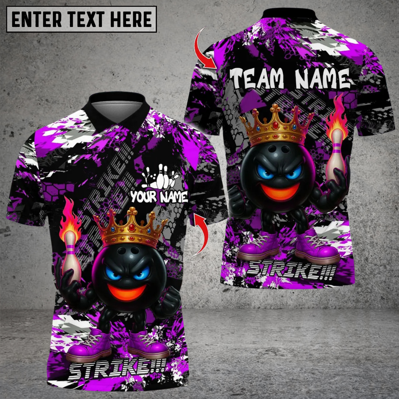 Blisscorners Bowling Fury Strike Funny King Ball Multicolor Customized Name, Team Name 3D Shirts