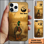Blisscorners Artist Hunting Duck You Mallard Lake Sunset Circle Logo Personalized Name Phone Case