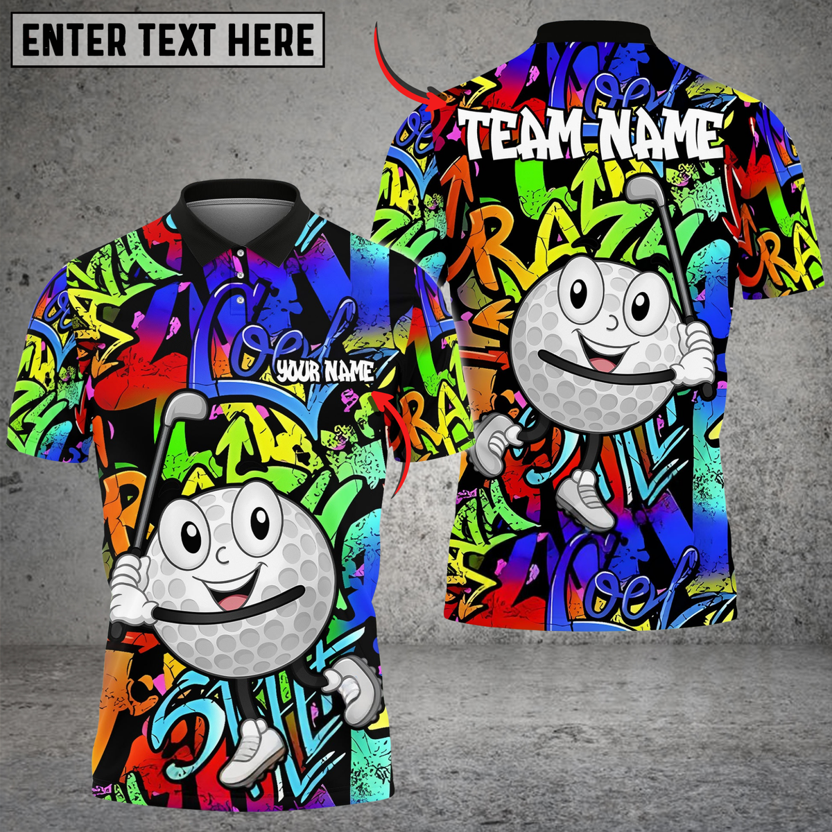 Blisscorners Graffiti Street Swing Golf Shirt, Customized Name &amp; Team Name 3D Shirts (4 Colors)