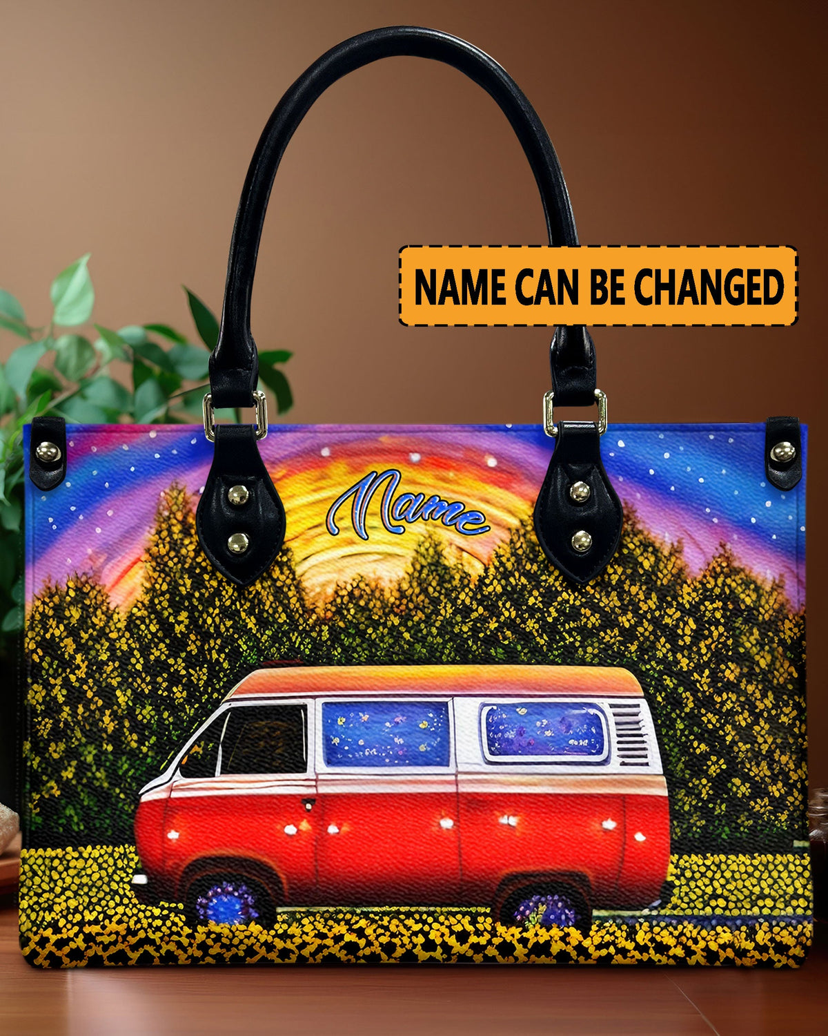 BLISSCORNERS COLORFUL CAMPING LEATHER HANDBAG
