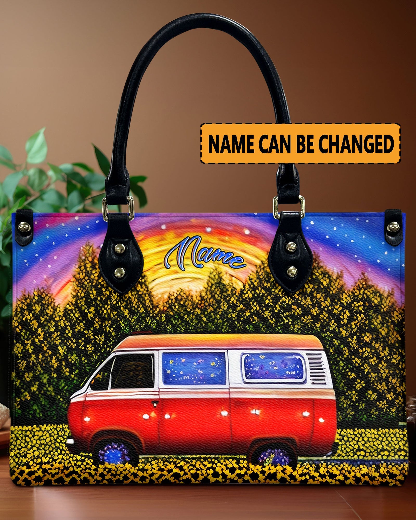 BLISSCORNERS COLORFUL CAMPING LEATHER HANDBAG