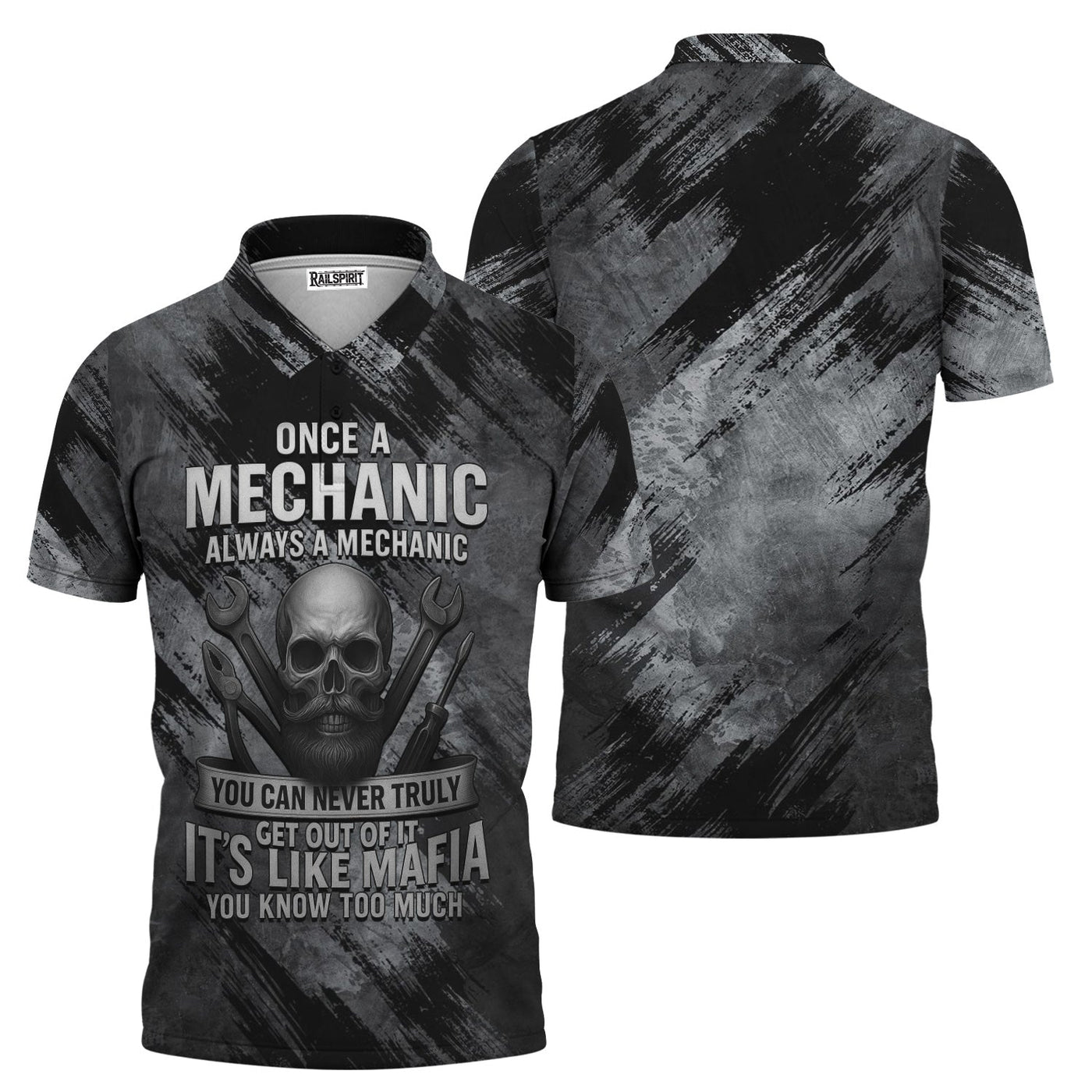 Blisscorners Once A Mechanic Always A Mechanic Shirt Funny Printed Vintage Mechanic Unisex T Shirt Skull and Mechanic Tools Design