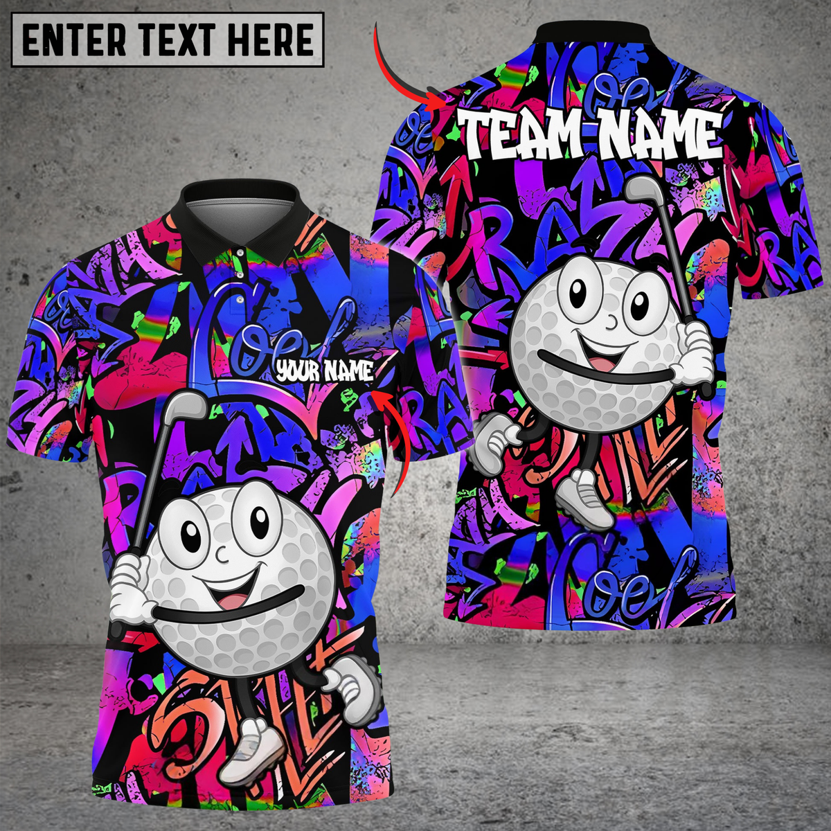 Blisscorners Graffiti Street Swing Golf Shirt, Customized Name & Team Name 3D Shirts (4 Colors)