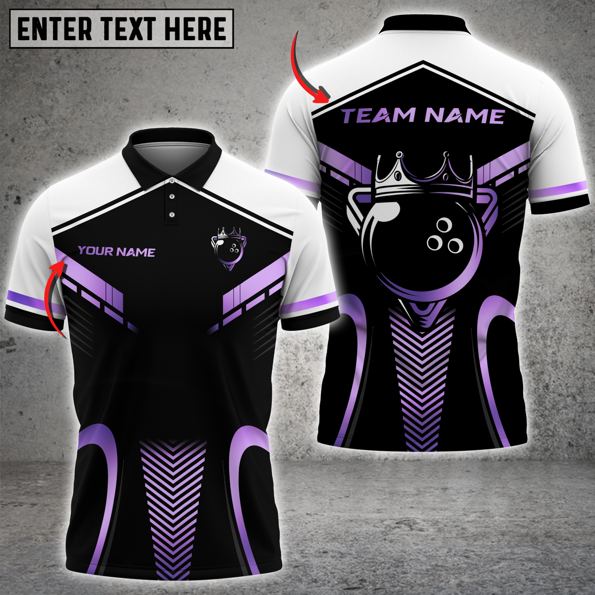 Blisscorners Royal Bowling Champion Multicolor Customized Name, Team Name 3D Shirts| Black