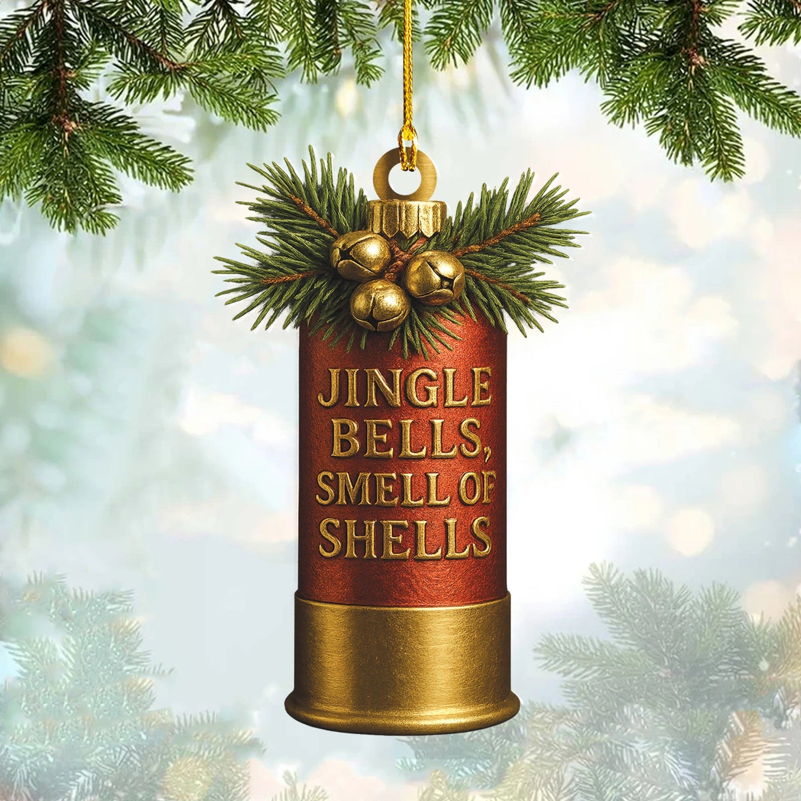 Blisscorners Funny Shotgun Shell Christmas Ornament Rustic Hunting Tree Decoration Gift for Hunters LM0110