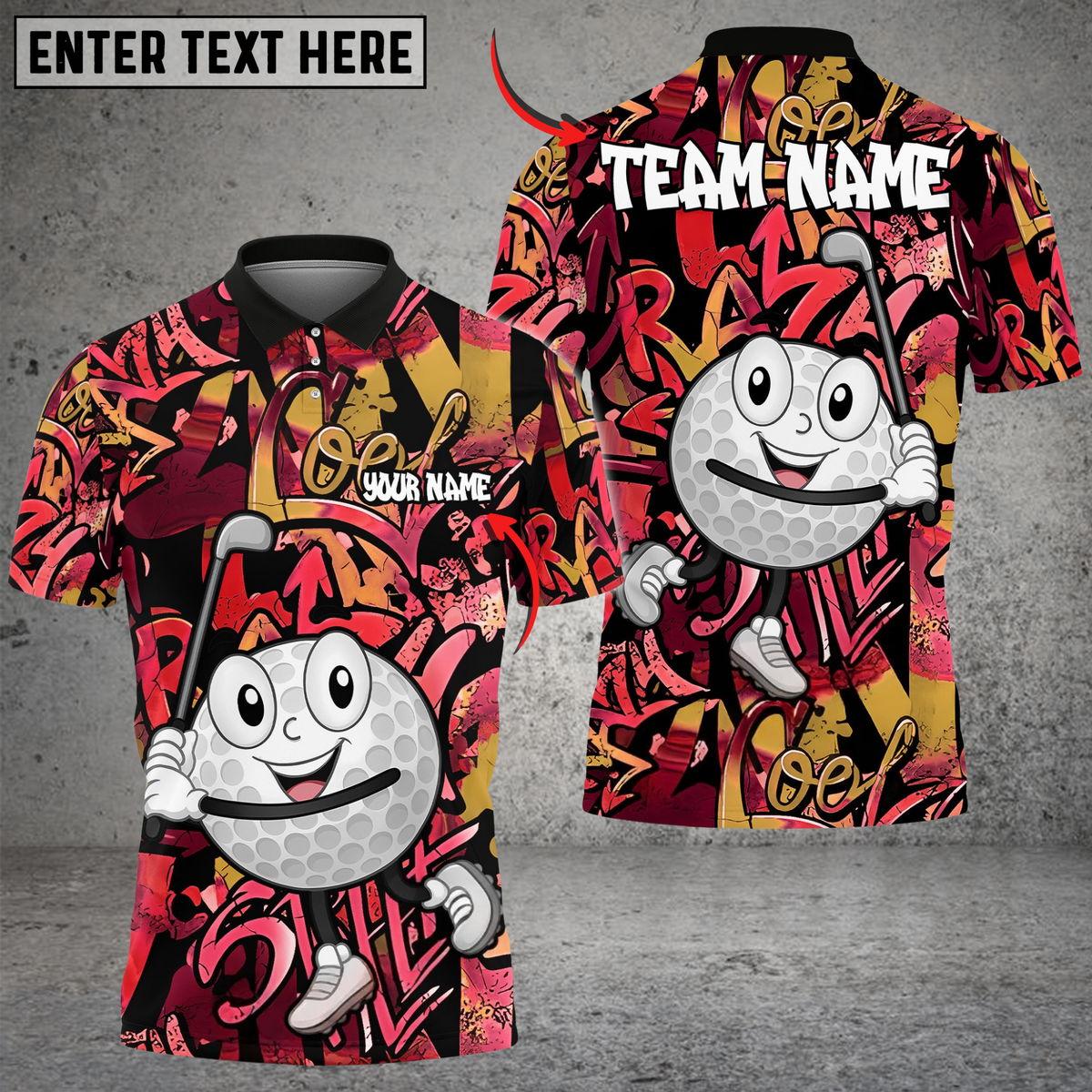 Blisscorners Graffiti Street Swing Golf Shirt, Customized Name & Team Name 3D Shirts (4 Colors)