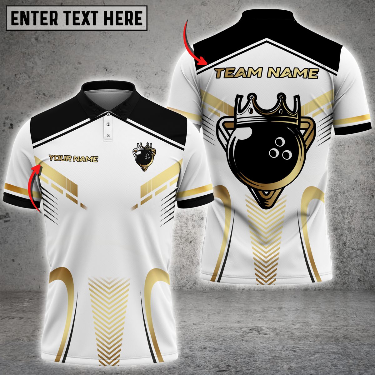 Blisscorners Royal Bowling Champion Multicolor Customized Name, Team Name 3D Shirts| White
