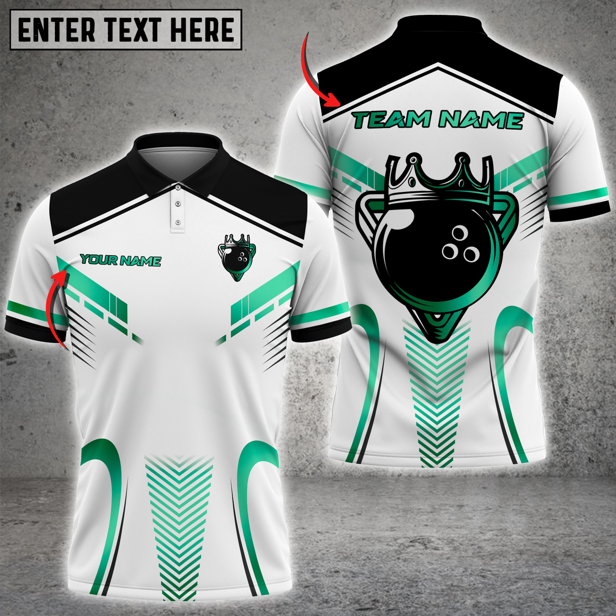 Blisscorners Royal Bowling Champion Multicolor Customized Name, Team Name 3D Shirts| White