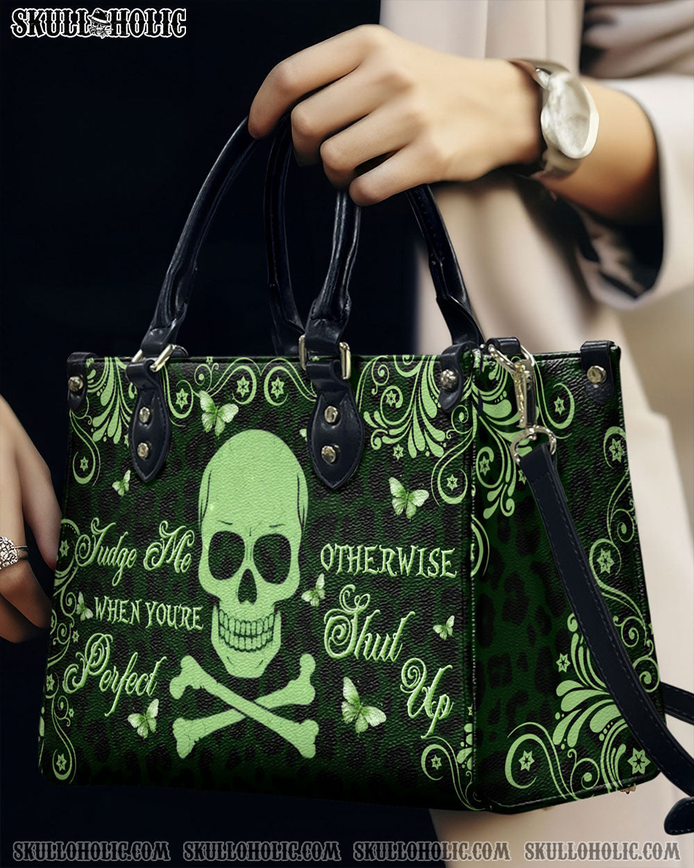 BLISSCORNERS JUDGE ME WHEN YOU'RE PERFECT LEATHER HANDBAG