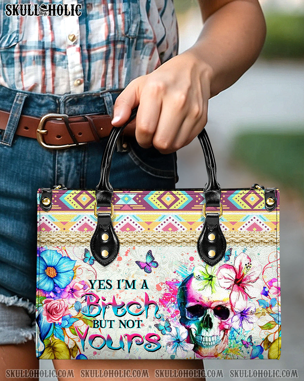 BLISSCORNERS YES I'M A B BUT NOT YOURS LEATHER HANDBAG