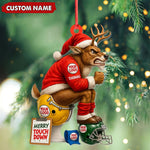 Blisscorners Personalized Football Christmas Ornament, Custom Reindeer Santa Touchdown Decoration, Funny Custom Name Team Logo Gift