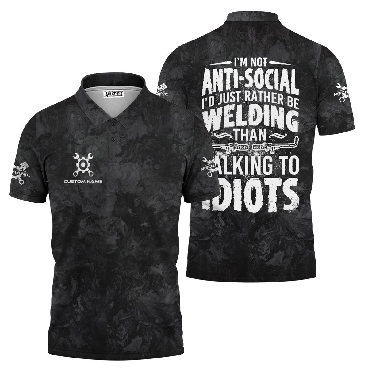 Blisscorners Custom Name Mechanic Shirt I'm Not Anti Social I'd Just Rather Be Welding T Shirt
