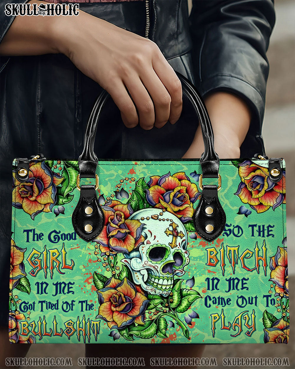BLISSCORNERS THE GOOD GIRL IN ME GOT TIRED LEATHER HANDBAG