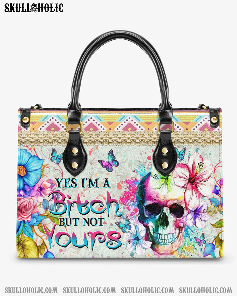 BLISSCORNERS YES I'M A B BUT NOT YOURS LEATHER HANDBAG