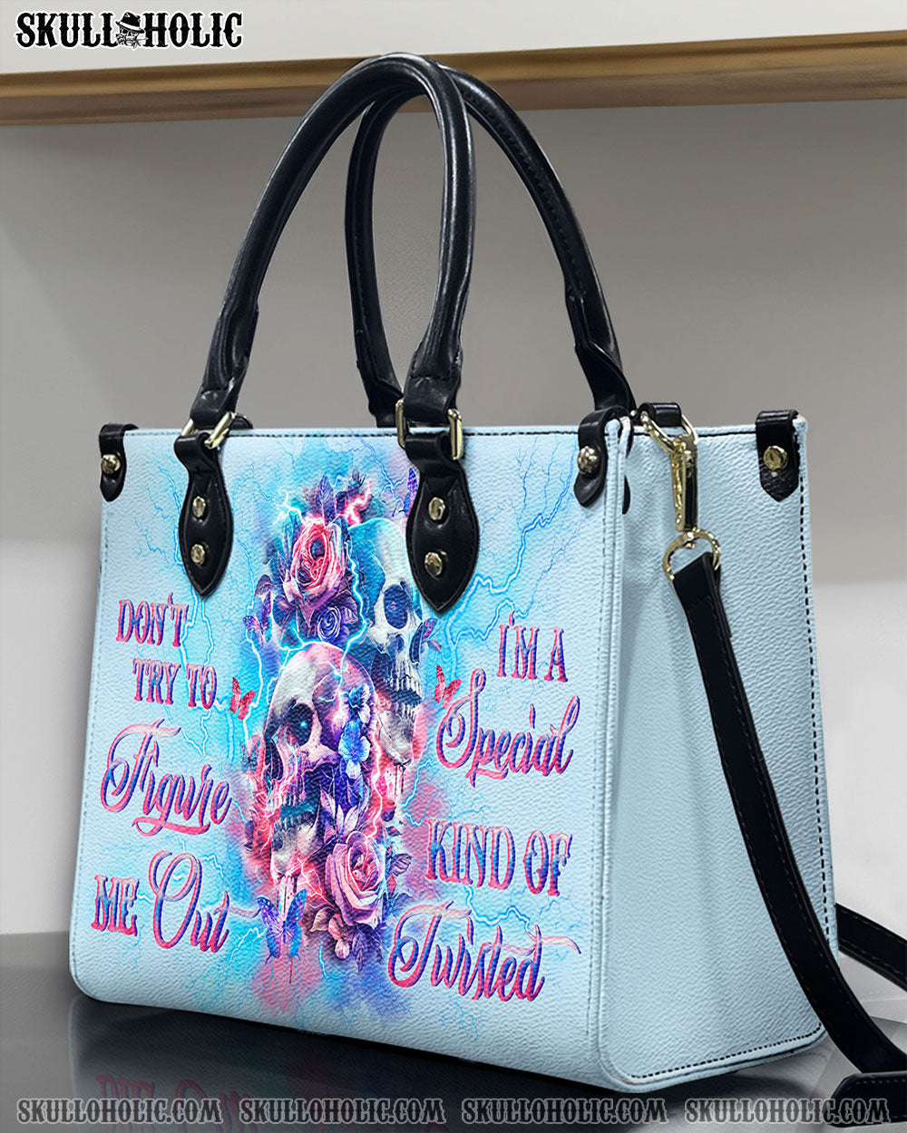 BLISSCORNERS DON'T TRY TO FIGURE ME OUT LEATHER HANDBAG