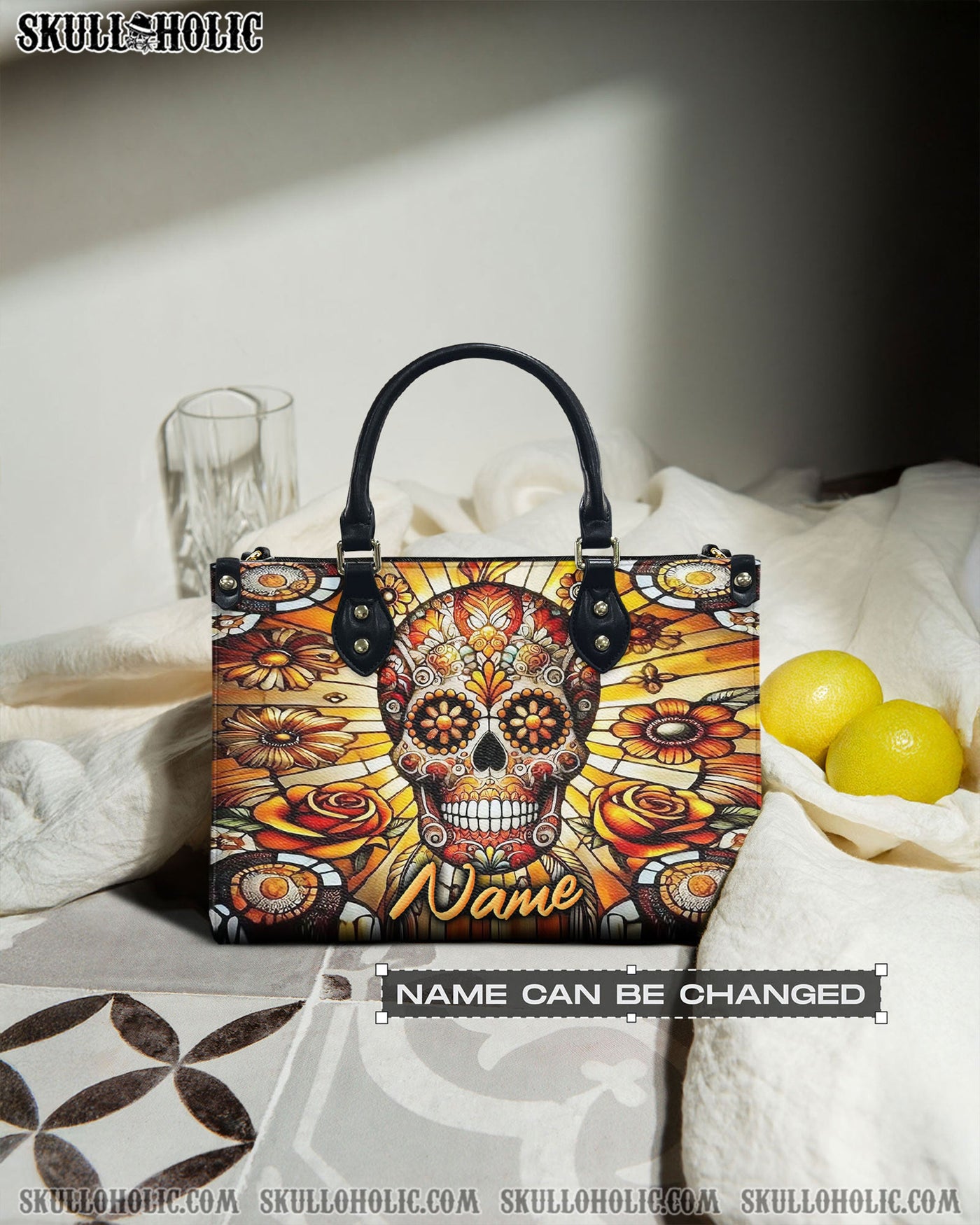 BLISSCORNERS SUGAR SKULL LEATHER HANDBAG