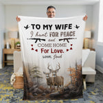Blisscorners Personalized Deer Hunting Ã¢â‚¬Å“To My Wife, I Hunt for Peace and Come Home for LoveÃ¢â‚¬Â Fleece Blanket LM1611
