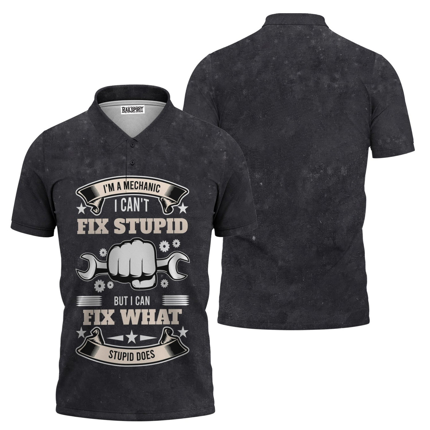 Blisscorners Vintage Mechanic Unisex I'm A Mechanic I Can't Fix Stupid Black Shirt All Over Print