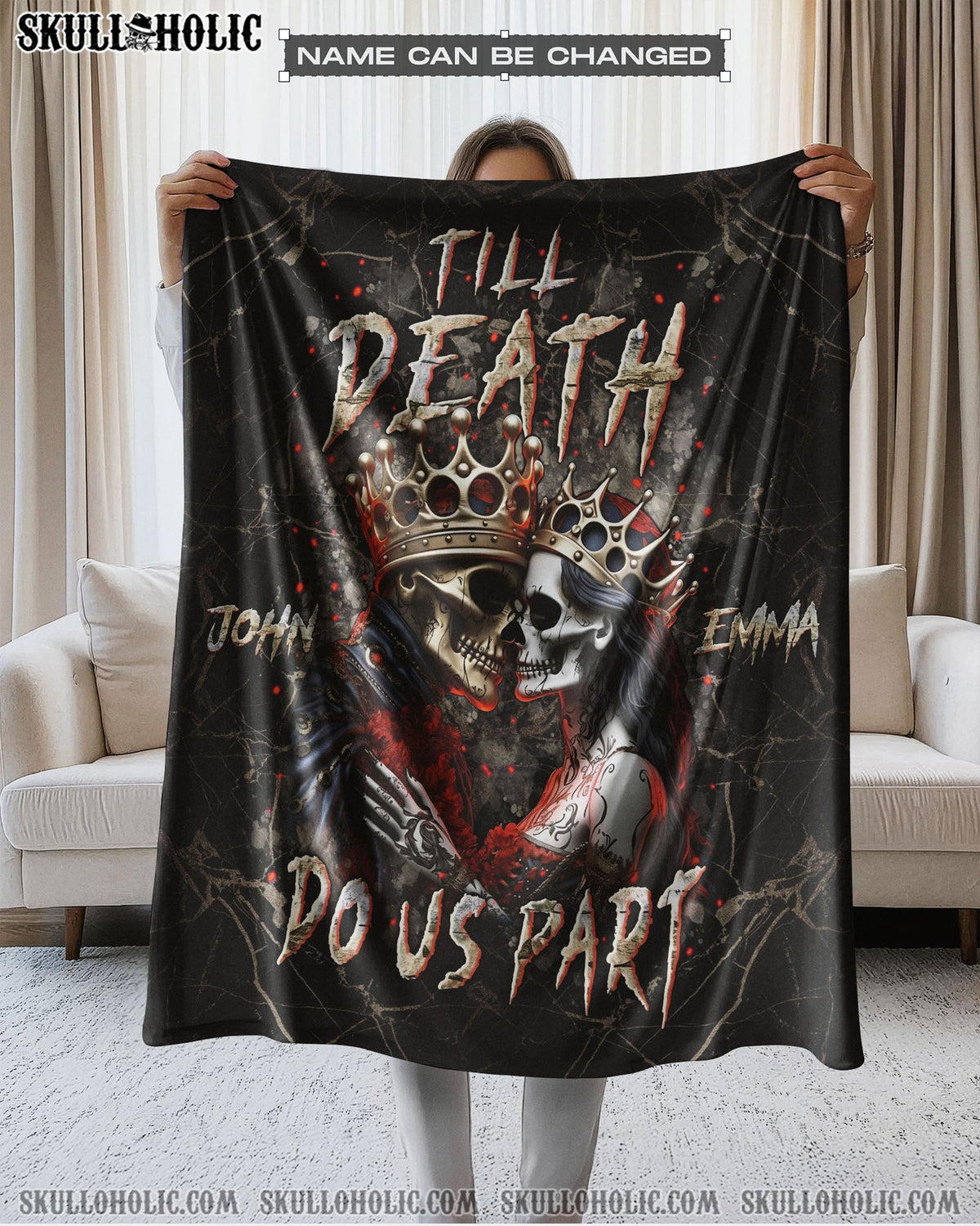 BLISSCORNERS PERSONALIZED TILL DEATH DO US PART COUPLE FLEECE BLANKET