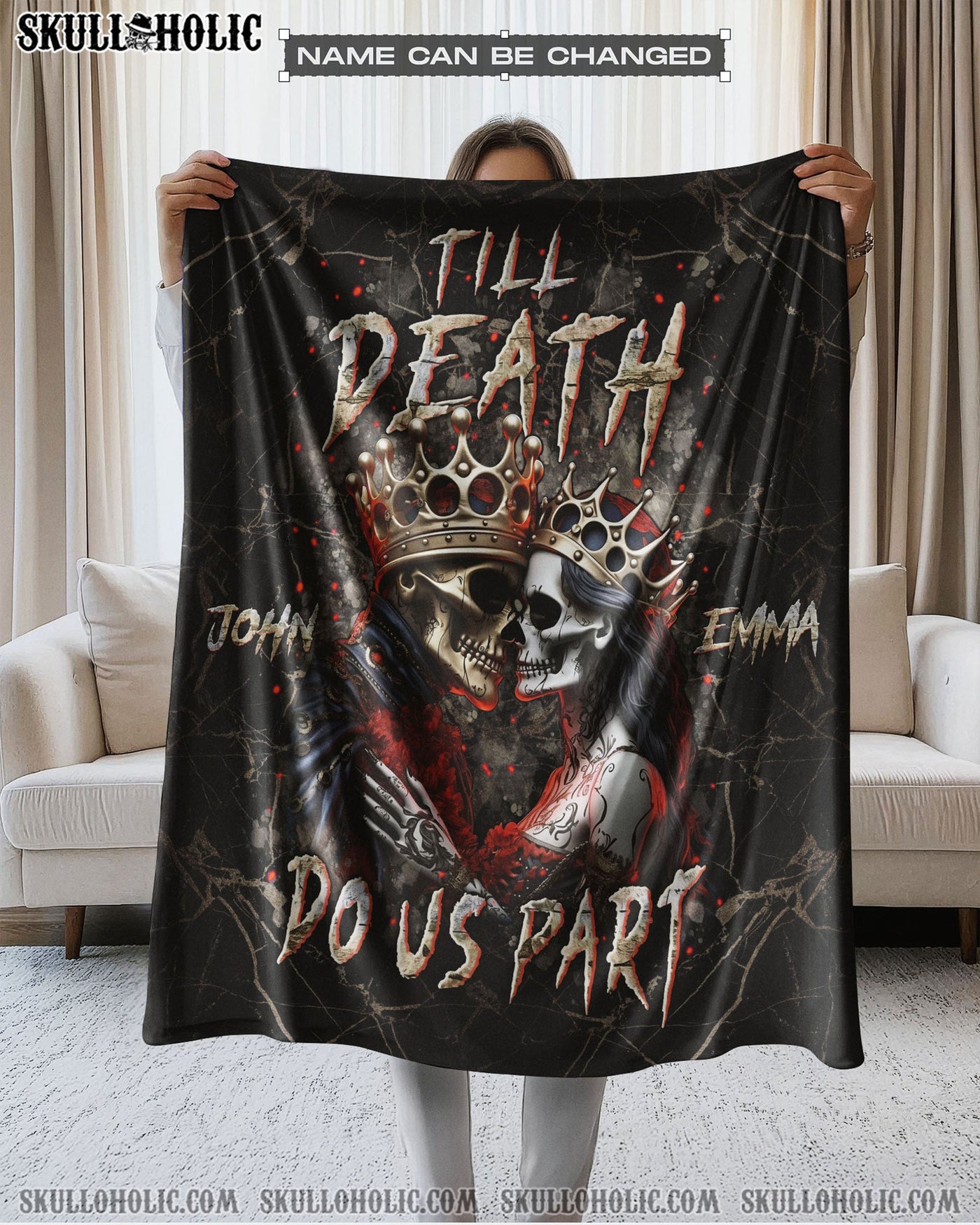 BLISSCORNERS PERSONALIZED TILL DEATH DO US PART COUPLE FLEECE BLANKET
