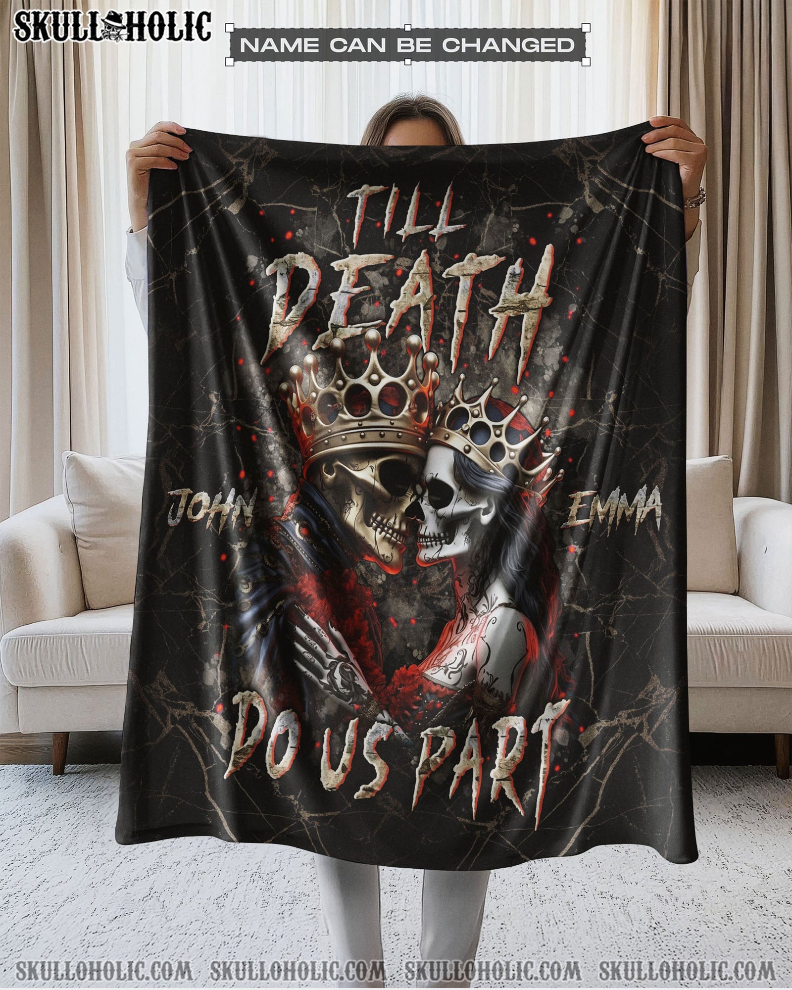 BLISSCORNERS PERSONALIZED TILL DEATH DO US PART COUPLE FLEECE BLANKET