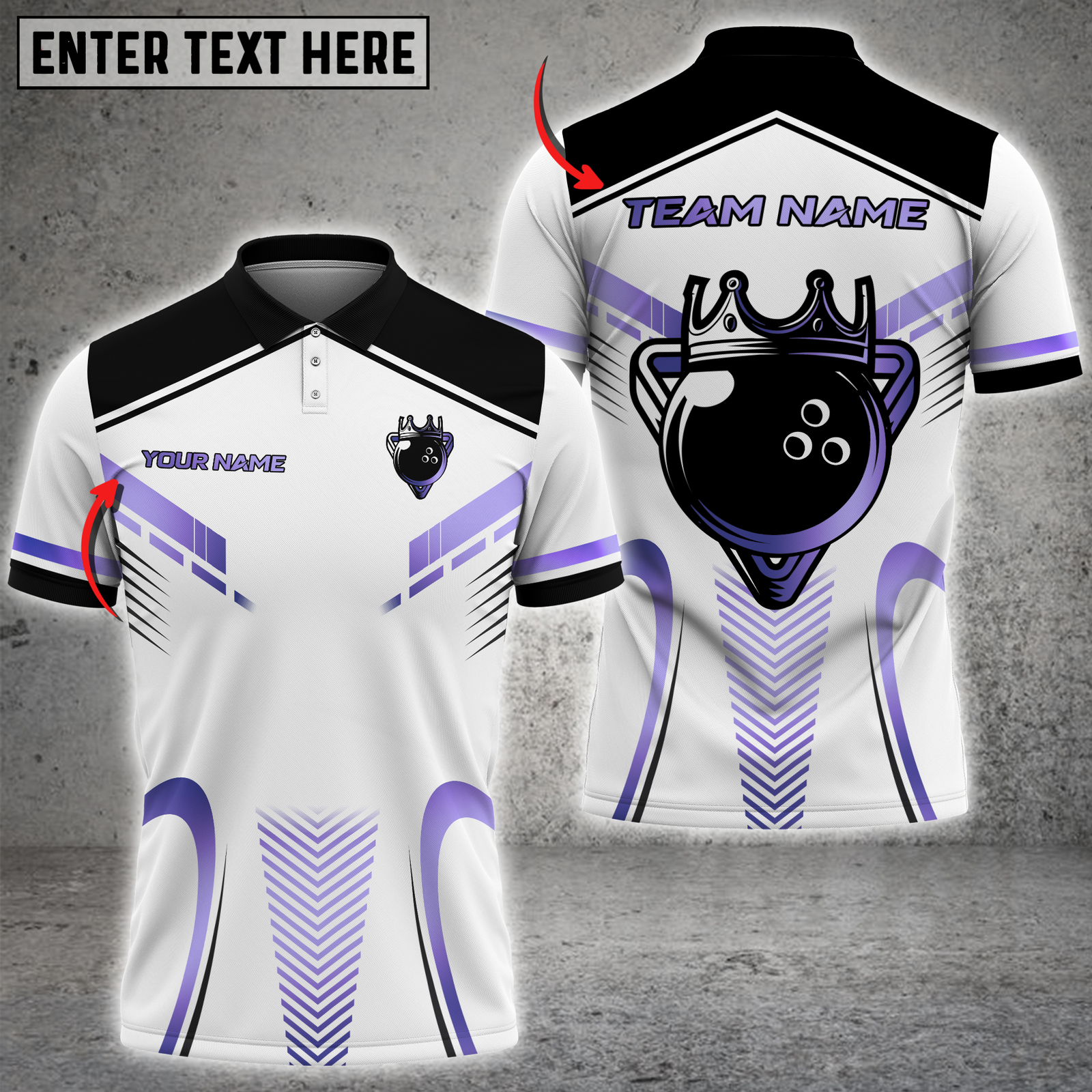 Blisscorners Royal Bowling Champion Multicolor Customized Name, Team Name 3D Shirts| White