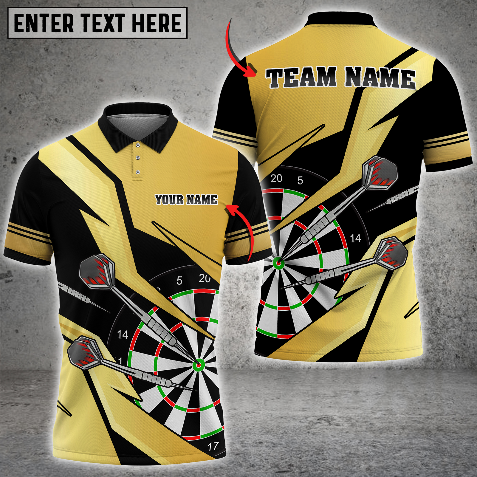Blisscorners Golden Darts Target Multicolor Customized Name, Team Name 3D Shirts